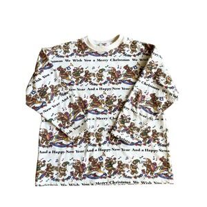 Vintage Teddy Bear Merry Christmas Happy New Year Long Sleeve Sweatshirt Shirt